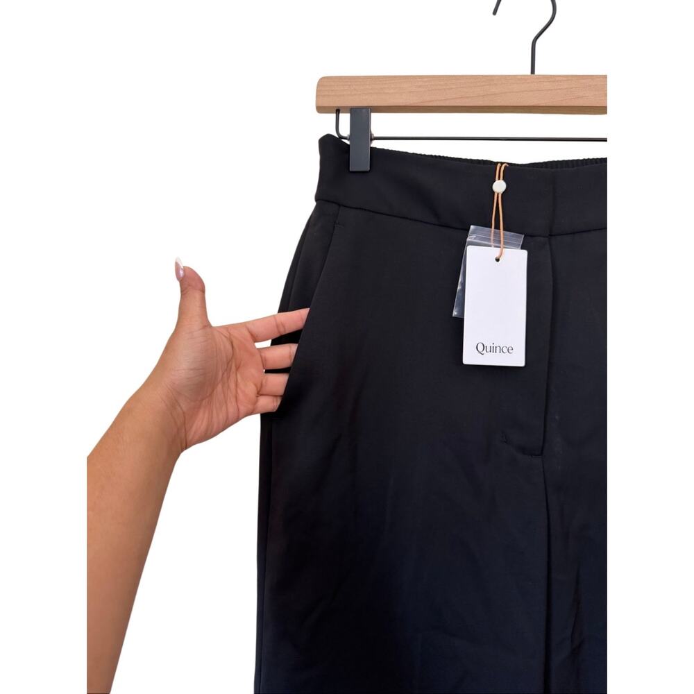 Quince Stretch Crepe Classic Trouser Pants Black Size 8 NWT - Picture 7 of 12